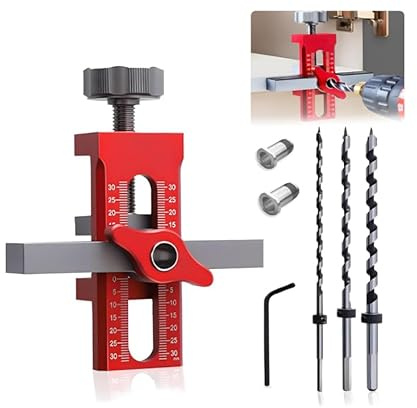 2-in-1 Schranktür Installationspositionierer – Schranktür Montagehilfe | Einstellbare Aluminium-Bohrhilfe mit präziser Höhen- und Tiefeneinstellung für Küchenschrank-Türen und Holz-DIY-Projekte