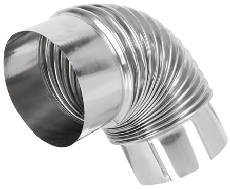 WOONEKY Codo para Conducto de Chimenea Acero Inoxidable 110 Mm Diámetro Tubo de Aire Flexible Manguera de Ventilación para Estufa Calefacción Hogar Jardín