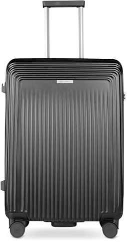 bugatti Linea Hartschalen-Koffer M mit 4 Rollen, robuster Reise-Trolley aus Polycarbonat, schwarz