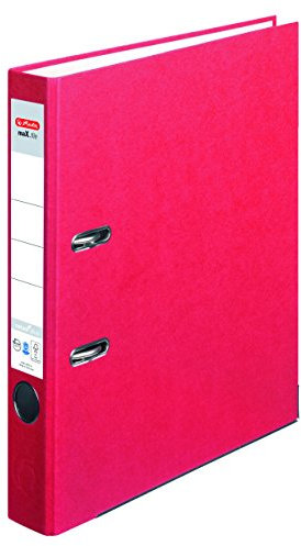 herlitz Ordner maX.file nature plus, A4, 5 cm Rückenbreite, Spezialbeschichtung aus Papier, rot