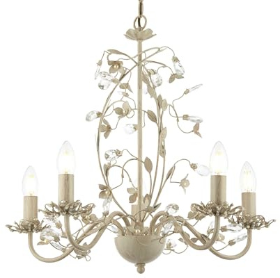 Endon Lullaby 5 arm chandelier pendant light (Lullaby-5CR, cream, gold)