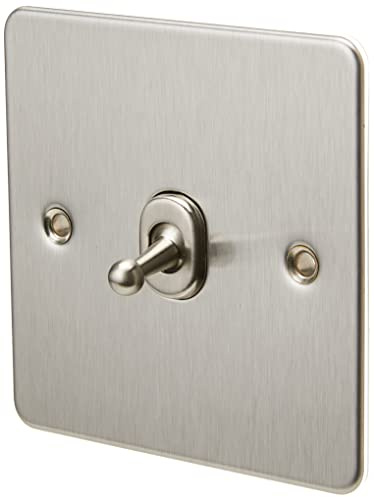 Knightsbridge FP12TOGBC FPAV12TOGBC Flat Plate 10A 1G Intermediate Toggle Switch-Brushed Chrome