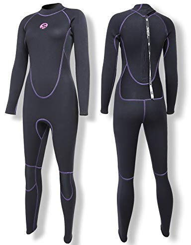 PAWHITS Damen Neoprenanzug 3mm Thermal Langarm Neopren Neoprenanzüge in voller Länge zum Tauchen Pink (Schwarz, M)