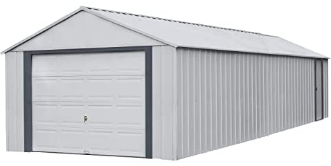 Arrow Shed 12' x 31' Murryhill Garage Galvanized Steel Extra Tall Walls Prefabricated Shed Storage Building, 12' x 31', Flute Gray