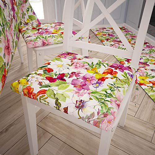 PETTI Artigiani Italiani - Cuscini per Sedia Cucina, Set 6 Cuscini per Sedie Cucina, Coprisedie Cucina in Microfibra con Stampa Digitale e Laccetti, 100% Made in Italy