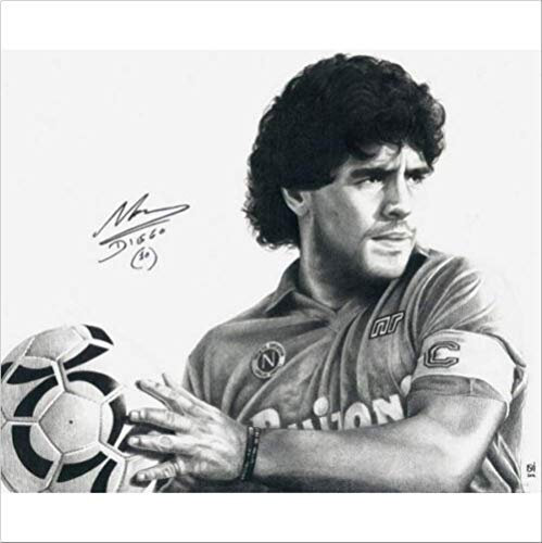 JIANGGE Gedruckte Leinwand Poster Wandbild, Kunst Leinwand Fußballstar Diego Maradona, rahmenlose Wohnzimmer Innendekoration Plakat, 40 * 60cm