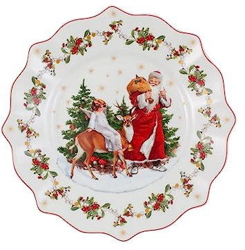 Villeroy & Boch - Annual Christmas Edition Piatto dell’Anno 2020, Piatto con Stampo Dorato sul Fondo, Porcellana Premium, Rosso, colorato, 24 x 24 cm