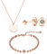 Kaguyo Jewellery Set for Women, Rose Gold Plated Stainless Steel Disc Circle Charms Pendant Necklace with Circle Earrings and Gold Bracelets - Minimalist Women's Jewelry Set (love jewellery sets)