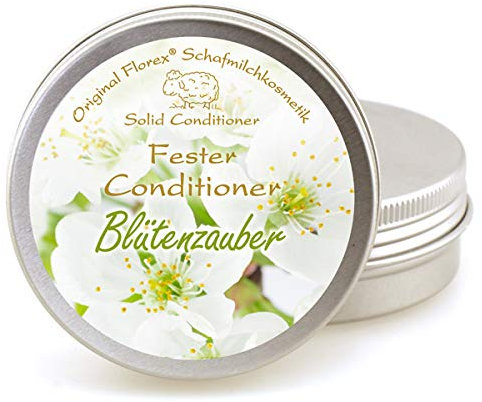 Fester Conditioner 58g, Blütenzauber mit biologischer Schafmilch verpackt in praktischer Dose
