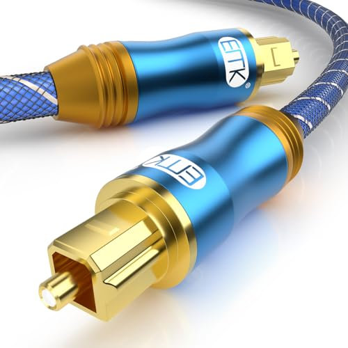EMK Cavo Ottico Cavo Ottico Audio Cavi Toslink Digitale Nylon intrecciato Cavi fibra Ottica Tappo placcato oro TOSLINK su S/PDIF per Subwoofer, Soundbar, TV (1 m)