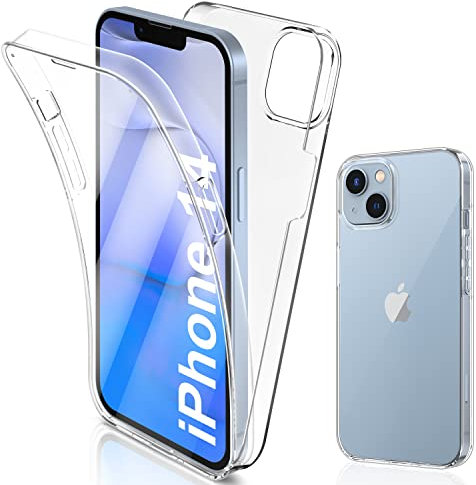 SOGUDE Coque pour iPhone 13 (6.1) Housse, Coque pour iPhone 14 (6.1) Coque Transparent Silicone TPU Case Intégral 360 Degres Full Body Protection Coque Etui pour iPhone 13/14