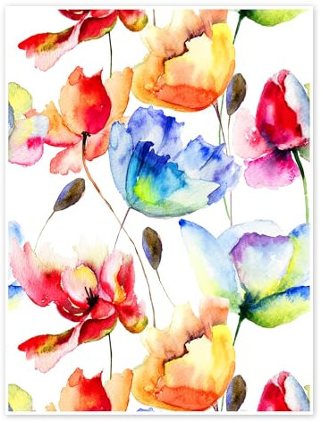 Mohn und Tulpen Poster 50 x 70 cm Bunt Wandbilder Wanddeko