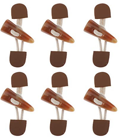 6 Paar Knebelverschluss Knebelknopf Horn Kunstleder für Mantel Jacke Kleidung Taschen Dekoration