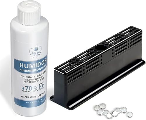 ZigarrenBefeuchter combo,Humidor Solution Kit,3-Wege Luftbefeuchter für Zigarren Humidor,Behalten 70% RH- enth 7 oz (200ml) Humidor Solution,Befeuchterkristalle für Humidor Zigarren(1-100 Zigarren)