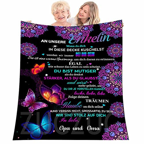 ZUCZUG Kuscheldecke Flauschige, Personalisierte Geschenke Decke An Unsere Enkelin von Opa Oma Nachricht Briefdecke, Super weich Mikrofaser Flanelldecke, Oma zu Enkelin Positive Ermutigung und Liebe