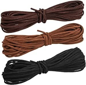 ZYFC 3 Pcs Leather Cord String, mm x 10 m Necklace Cord, String for Jewellery, Lace, Suede Rope, Craft Jewelry Making Beading Thread DIY Handmade, Black