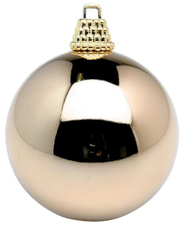 Deco Woerner Glänzende, Bronze Weihnachtskugeln aus Plastik, 10 cm Ø - 6 Stück