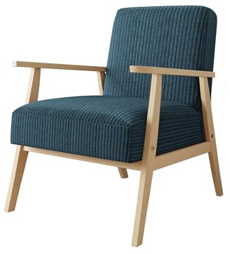 Mirjan24 Sessel Wikez Cord, Polstersessel mit Holzarmlehne, Lehnstuhl, Holz Stuhl, Retro Sessel, Sitzmöbel Wohnzimmer (Poso 05)