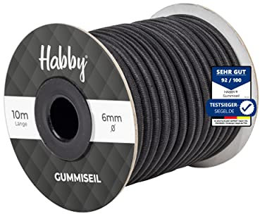 Habby Accessories Spanngummi für Planen, Expanderseil, Gummiseil für Anhängerplane, Planenseil, Bungee Cord, Spannseil, Hochelastisches Seil, Schwarz, (10m), Ø 6mm