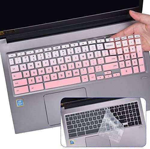2PCS Keyboard Cover for 15.6 Acer Chromebook 315 CB315 715 CB715 with Numeric Keypad, Acer Chromebook 317 CB317 17.3 Skin Protector, Acer Chromebook 15 Keyboard Cover, Gradual Pink+Clear