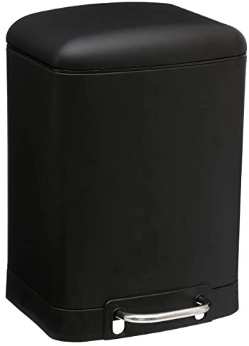 TIENDA EURASIA - Papelera con Pedal, Cubo de Basura con Tapa y Pedal, Papelera de Baño, Cocina, Oficina, Cubo 30 litros/Cubo 6 Litros, Tamaño 34 x 32 x 61 cm / 22.5 x 15.5 x 32.5 cm (6 l, Negro)
