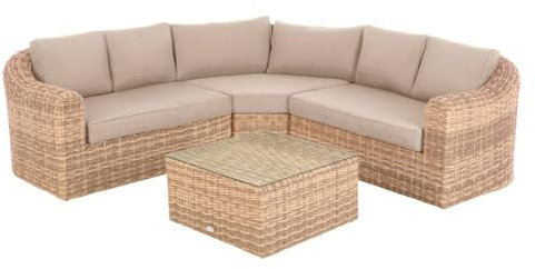 Hespéride - Salon d'angle de Jardin Mooréa Savana - 4 X 3 m - Aluminium Traité Époxy Anti-Rouille Acier Oléfine - Mobilier d'Extérieur pour Terrasse