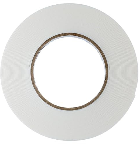 Weißes Schaumstoffband Klebeband, doppelseitig, starker Klebstoff, 10 m x 15 mm x 1 mm, für Montage und DIY