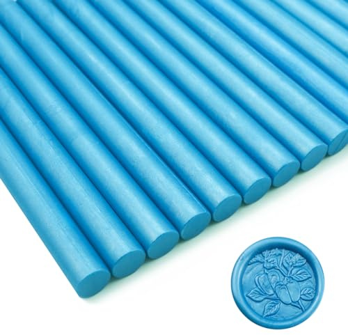 Wachssiegel Stock, Tomgenrine 15 Stück Klebepistole Wachs Siegel Sticks, für Brief Grußkarten Wein Abdichtung Handwerk machen Hochzeit und Party Einladungen(Sky Blue)