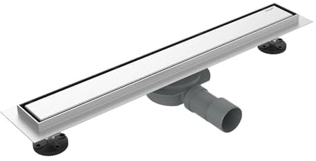 Ibergrif Edelstahl Duschrinne 90 cm Komplettset, Bodenablauf, Siphon mit Geruchsstop, Haarsieb, Befliesbar, Extra flach, Schnelle Drainage