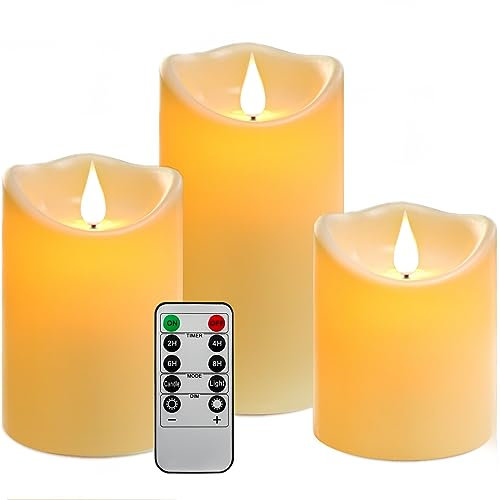 Da by Vela LED vela de batería con control remoto de 10 botones, función de cronómetro de 24 horas, 10 cm 12,5 cm 15 cm, 3 juegos