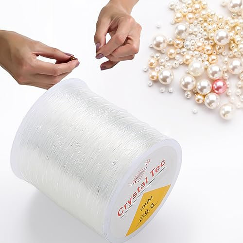 Gummiband für Armbänder,0,6 mm 100m Elastisches Band für Armbänder Transparente Perlen Faden Armbänder Dünnes Gummiband Schmuckfaden Selber Machen Band Band Perlen für Armbänder Reißfest Perlenschmuck