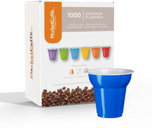 1000 Bicchierini Plastica per caffè 80cc vari colori Bar macchina caffè (Blu)