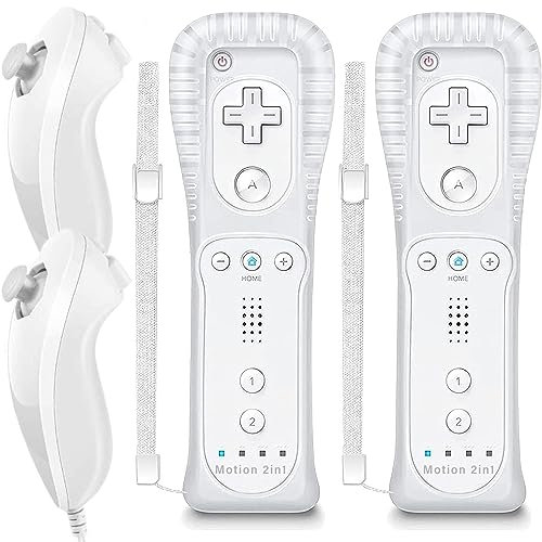 Wii Remote Controller con Motion Plus e Nunchuck, telecomando wireless Wii Remote Plus Controller con Nunchuck con cinturino in silicone per Wii