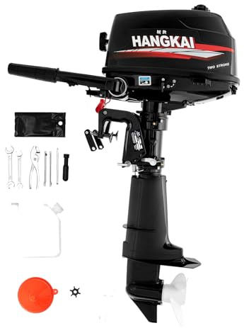 BAOCHADA 2-Takt 6 PS Aussenborder Benzinmotor, 4.4kW Außenbordmotor Bootsmotor mit CDI & Kühlung, Manueller Start Wassergekühlt Fischerboot Motor für Aufblasbare Fischerboot und Angeln