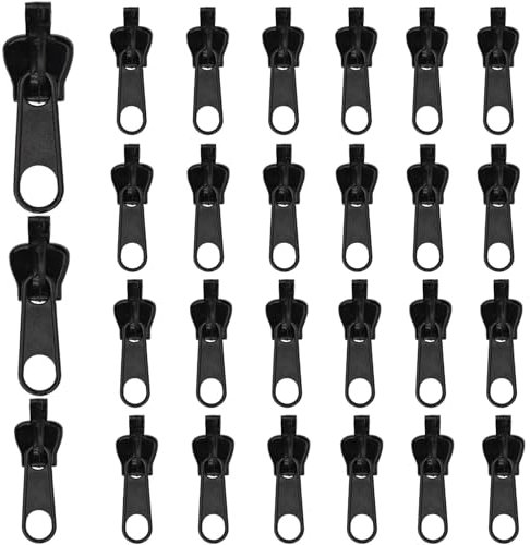 30 Stück Reißverschluss Zipper Pull,Reißverschluss Schieber Ersatz Reißverschluss-Fixierer Abnehmbar Reißverschluss-Reparatur-Set Ersatz Zipper für Röcke, Hosen, Jacken und Taschen (Schwarz)