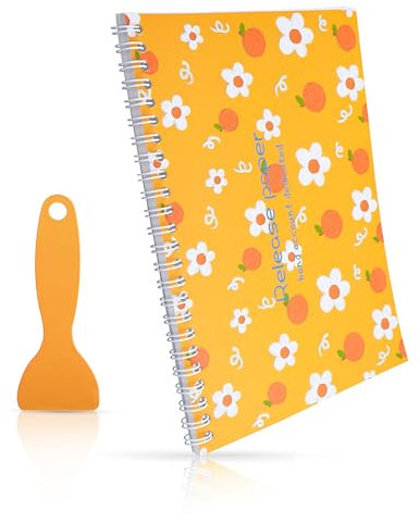 Stickeralbum Leer Stickerbuch Sammeln 32 Blatt Aufbewahrungsbuch für Sticker Wiederverwendbares A5 Aufkleber Sammelalbum mit Plastikspatel Aufkleberbuch Sammelaufkleber Zubehör (Orange)