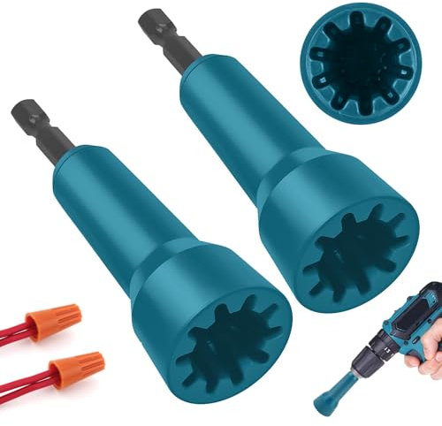 2 Pcs Outil de Torsion de Fil Fer, Pince à Dénuder et Connecteurs de Câble Twister, Pilote D'écrou de Fil, Pilote de Connecteur de Fil avec 1/4 Chuck Spinner pour électriques Dénudage et Torsion