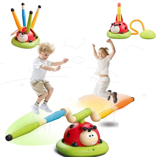 KEhtu Kinder-Seilspringmaschine, Marienkäfer-Sportset Mit Fernbedienung, 3-in-1-Seilspring-/Loop-/Raketen-Puzzle-Interaktion, Mehrere Geschwindigkeiten, Verbesserung Der Körperkoordination