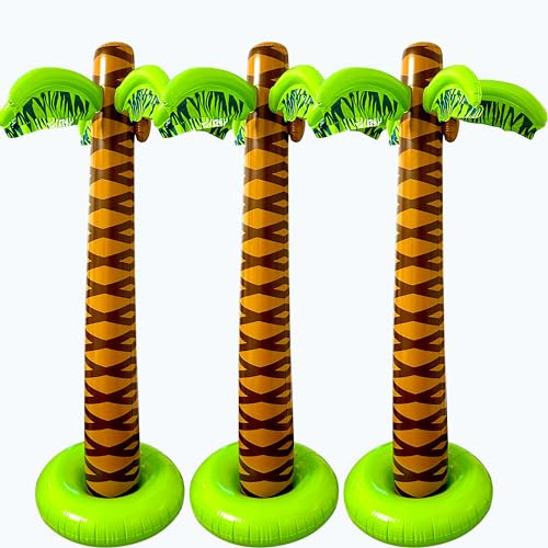 Feradny Lot de 3 palmiers gonflables géants de 167,6 cm - Grand cocotier gonflable pour l'été, la plage, les fêtes tropicales hawaïennes, la décoration de la piscine