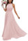 SAYNO Robe de demoiselle d'honneur avec dos nu en mousseline de soie pour invitées de mariage, robes de soirée Rose pâle Taille 36