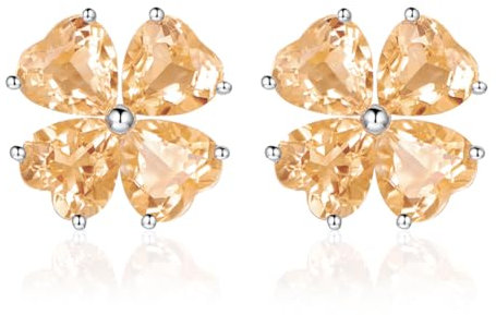 JIANGXIN Glücksbringer Lucky clover Ohrringe silber 925 Ohrstecker Kreierter Morganit Ohrringe Vierblättriges kleeblatt Herzförmiger Schmuck für Frauen Damen