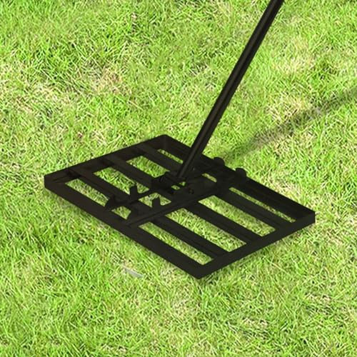 FIVMEN Rasen Rakel Metall Rasen Nivellierrechen mit Verstellbar Stiel Flächenebner Rasenschieber Leveling Rake Rasenwerkzeug für Golf Gartengras Surface 25x50cm