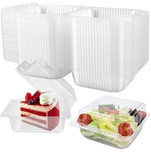 100Pcs Cupcake Containers Individual with Lid, Clear Plastic Boxes Individual for Cake Slice Portions, Stackable Single Muffin Holders Boxes Cups Cases Pods for Home Baking, Wedding, Baby Shower
