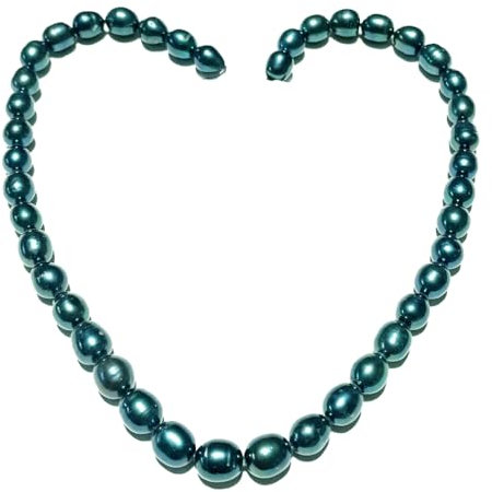 Süßwasserperlenkette Perlenkette petrol Reiskorn Halskette Kette Collier Längenwahl DisplayLength 45