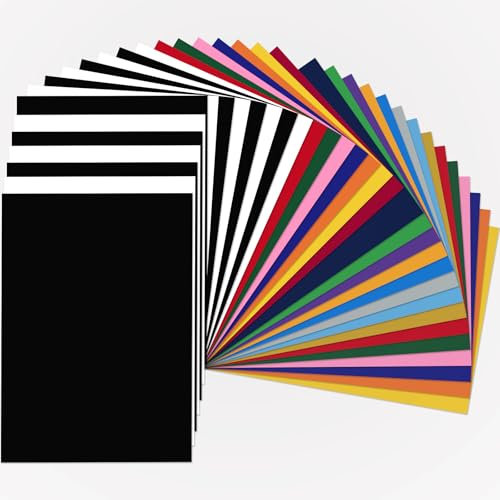 NANAPLUMS Plotterfolie Textil, Heat Transfer Vinyl, Flexfolie Plotter Textil, Druckmaschine für Kleidung Bügelfolie für Textilien Transferfolie zum Aufbügeln für DIY T-Shirt, Stoffe (50 Stück)