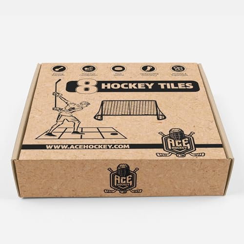 ACE HOCKEY Dryland Bodenfliesen für Hockey-Training – 8er-Pack Hockey-Fliesen (9,4 m²) zum Schießen, Passen, Stickhandling – keine Skateable synthetische Eisfliesen für Hockey-Übung