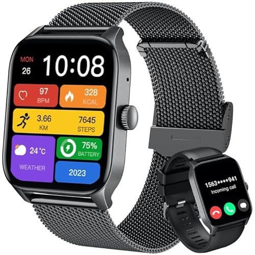 Reloj Inteligente Hombre Smartwatch Mujer: 1.83 Pulsera de Actividad con Llamadas Pulsometro Presion Arterial Sueño Podometro 100+ Modos Deportivos Smart Watch IP67 Impermeable para Android iPhone