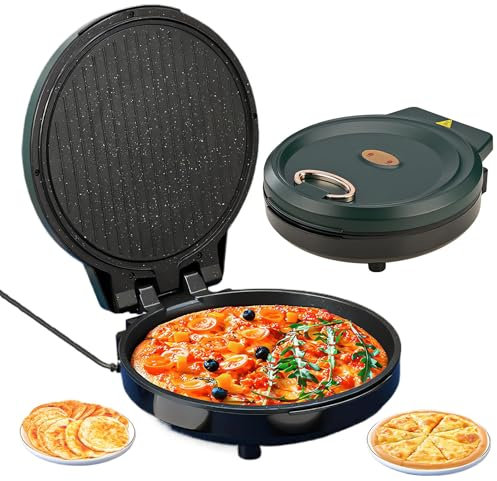 FfiMe Electric Pizza Maker, 12 Inch Portable Pizza Oven, Indoor Grill and Griddle, Pizza Oven with Touch Handles 2-in-1 Pizza Maker, Portable Table Top Oven