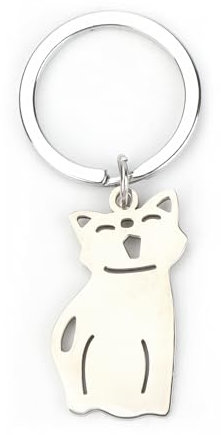 MUCOOS Porte-clés chat, mignon, cadeau pour les amoureux des chats, porte-clés personnalisé, porte-clés voiture, argenté, S