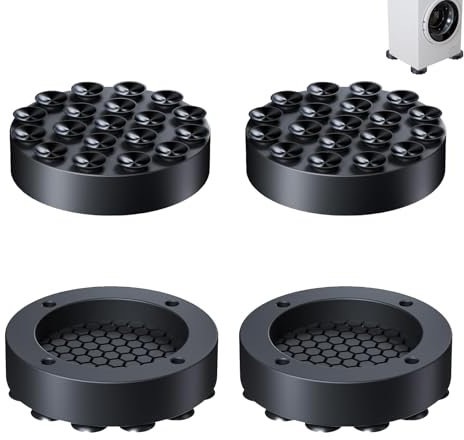 Tapis Anti Vibration Machine a Laver, 4 Pièces Amortisseurs Sèche Linge, Pieds de Machine à Laver, Coussins Amortisseurs pour Réfrigérateurs, pour Machines à Laver et Sèche Linge, Noir